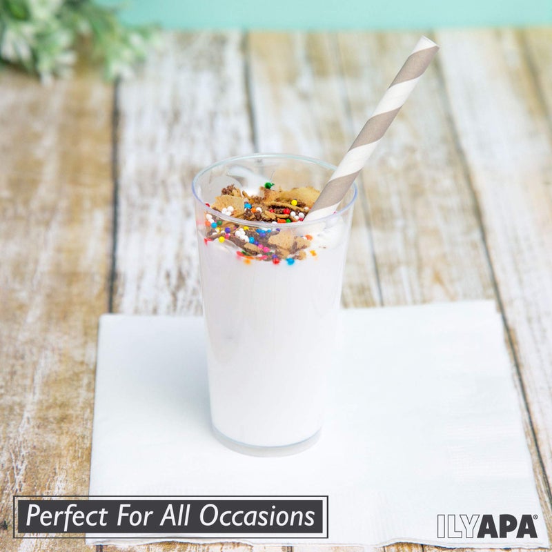 Ilyapa 3oz Plastic Dessert Cups - 50 Pack Mini Dessert Cups with Spoons - Clear Reusable Small Appetizer Cup for Cheesecake Shooters, Chocolate Mousse, Parfait - Party and Catering Supplies - Round - Image 3